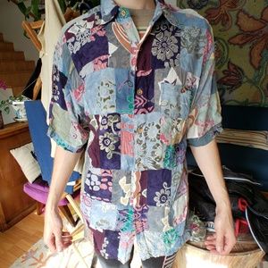 !!SALE!! Cool button down Patchwork shirt - L